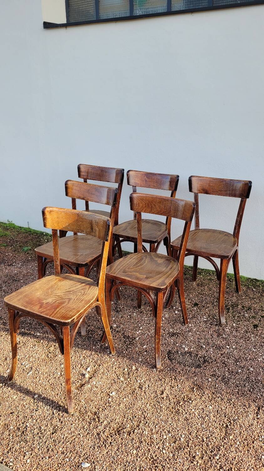 Series of 6 vintage restaurant bistro chairs - 1950s