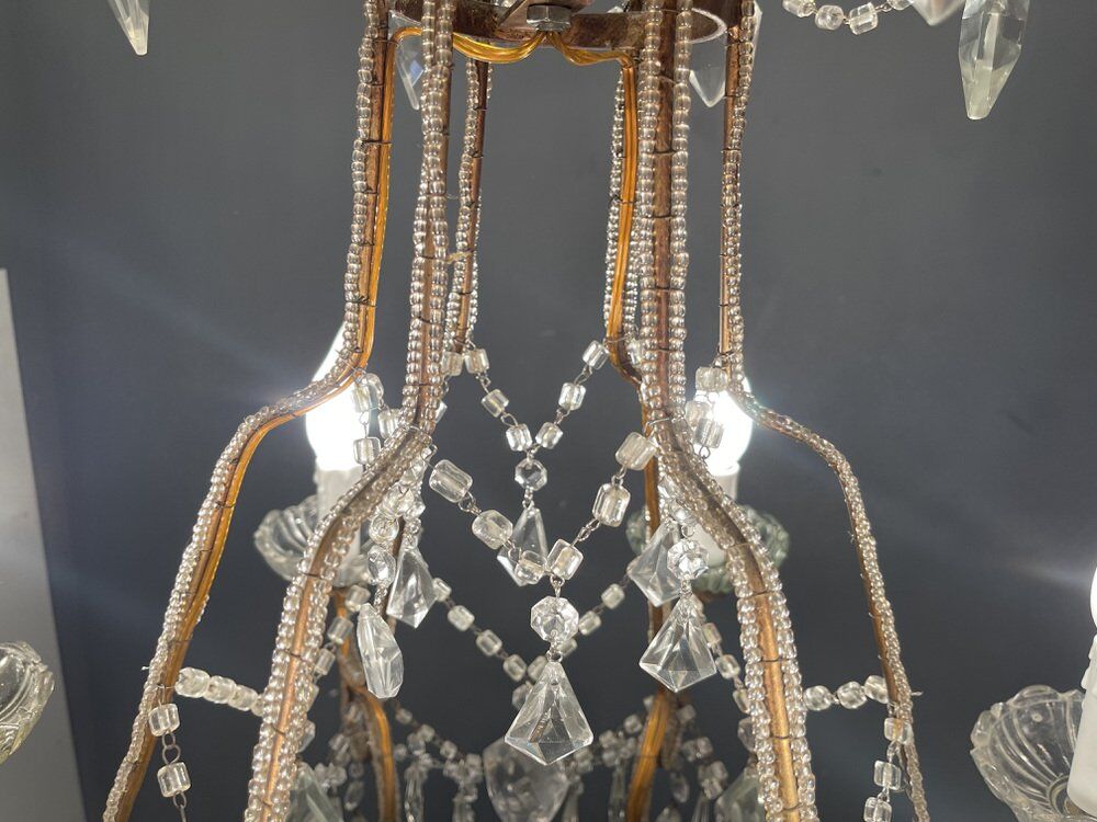 Italian vintage crystal beaded chandelier