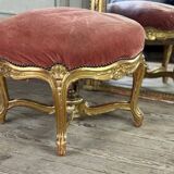 Louis XV Style Footrest in Carved and Gilded Wood Circa 1880