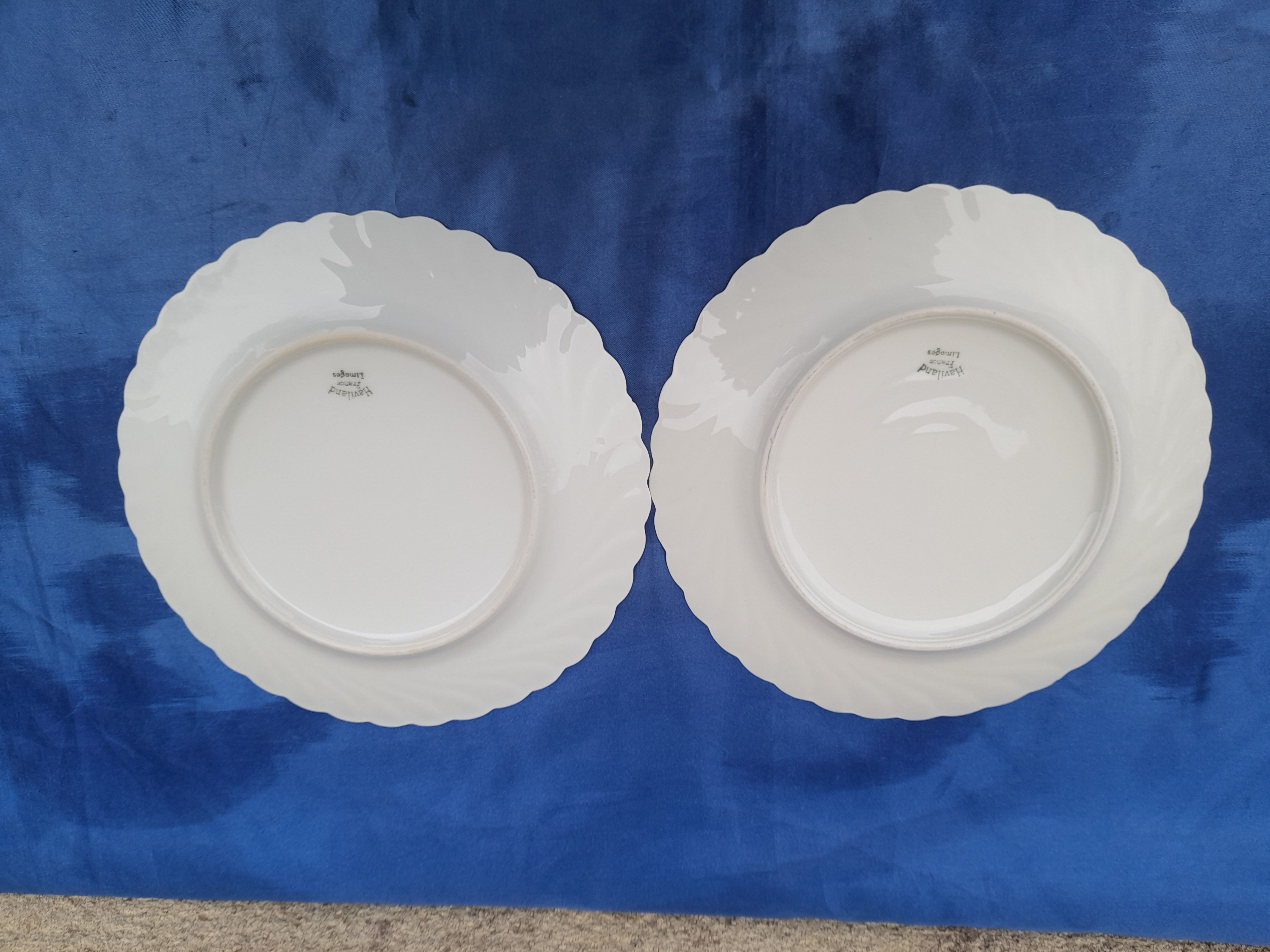 2 dessert plates in Limoges Haviland porcelain diam 19 cm