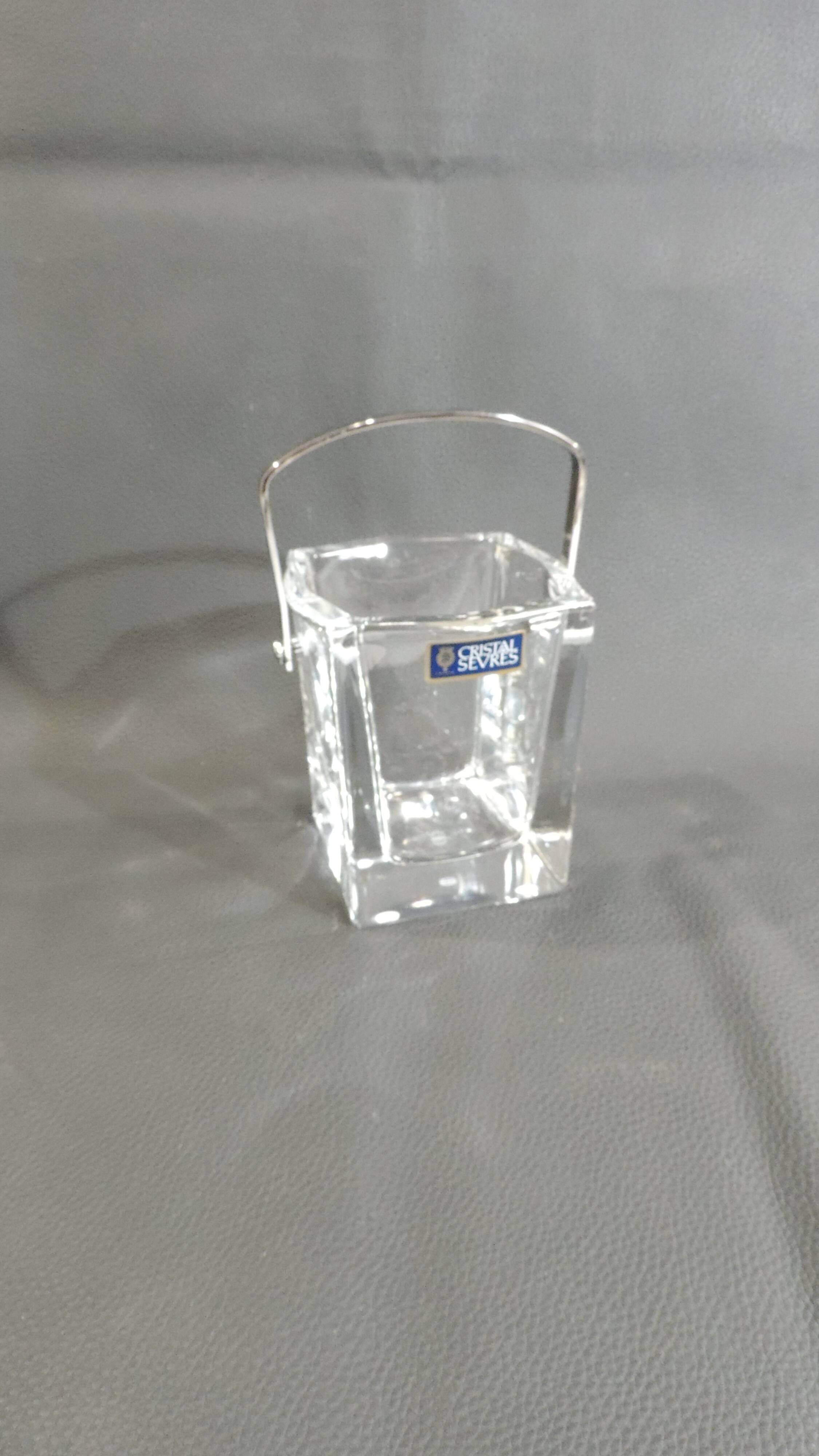Crystal ice bucket from Sèvres, signed, vintage French design, ice bucket.