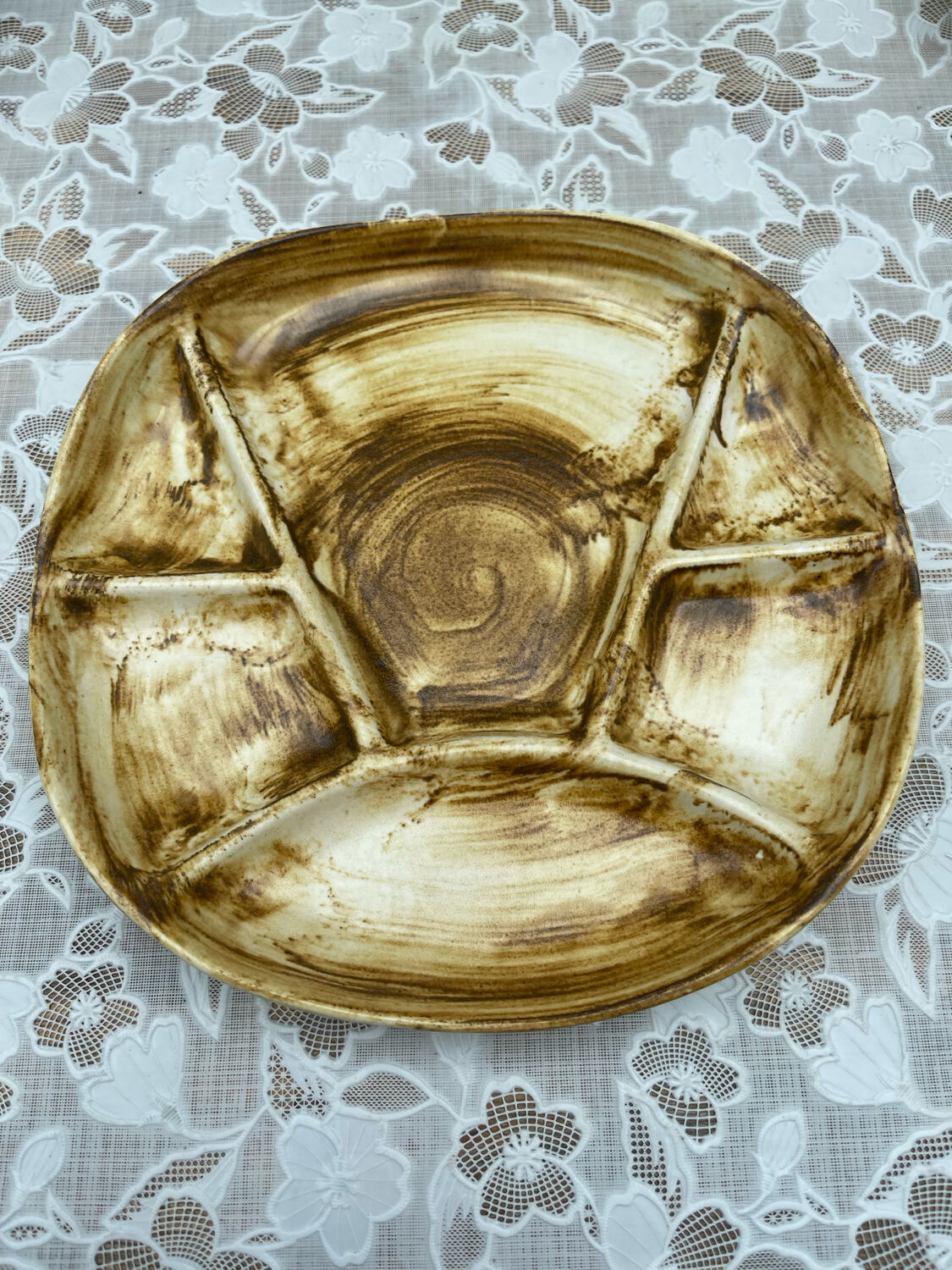 6 Longchamp Fondue Plates – 22 cm – Vintage Enameled Stoneware