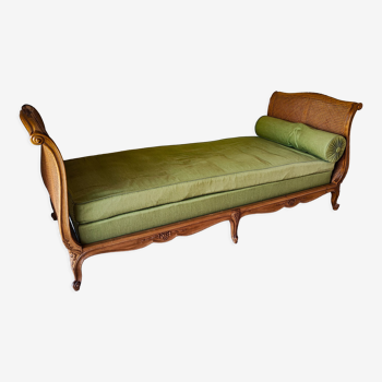 Lit de jour banquette Louis XV en cannage naturel