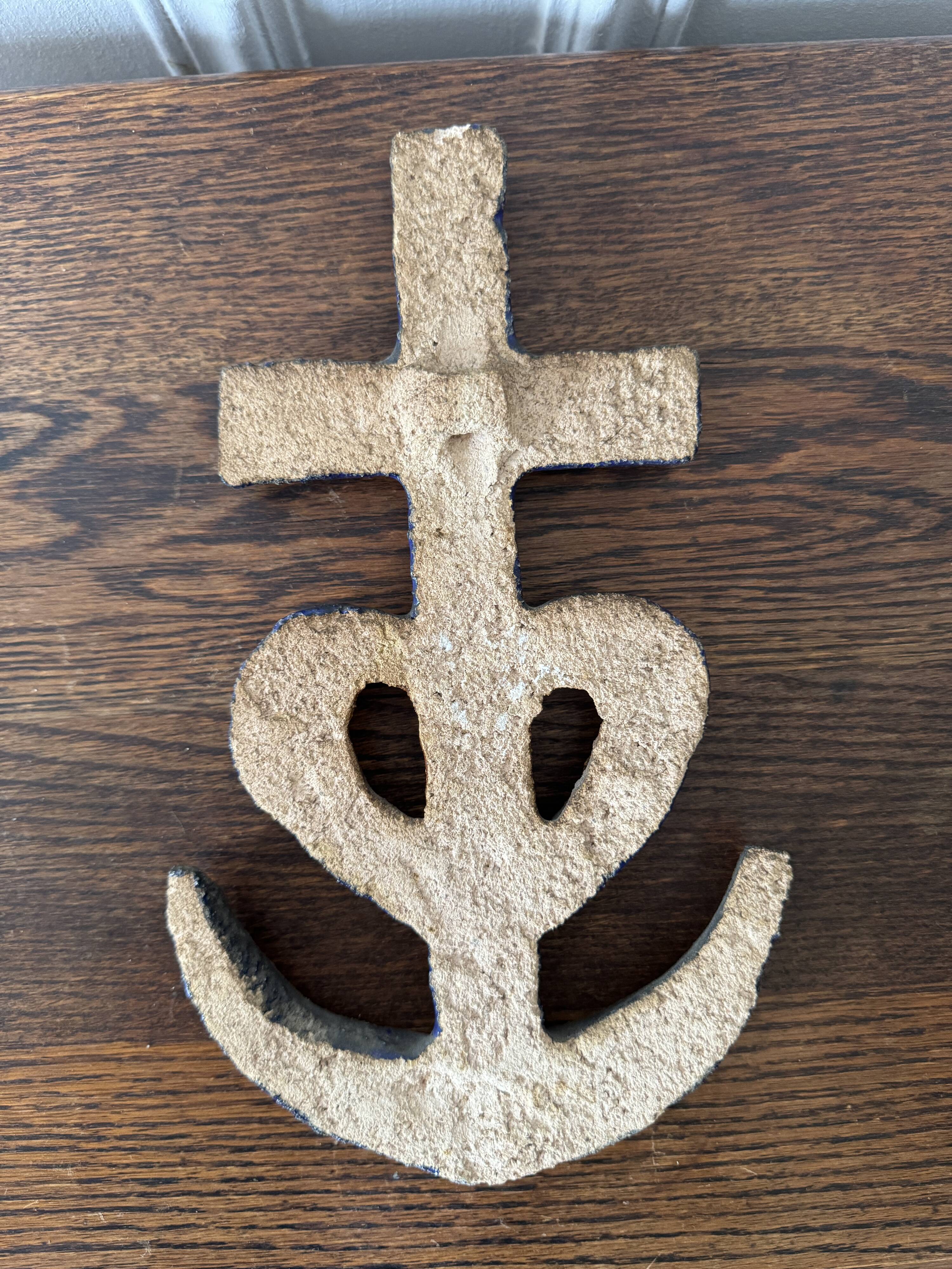 Camargue cross in ceramic by the Argonauts, Vallauris, 1960