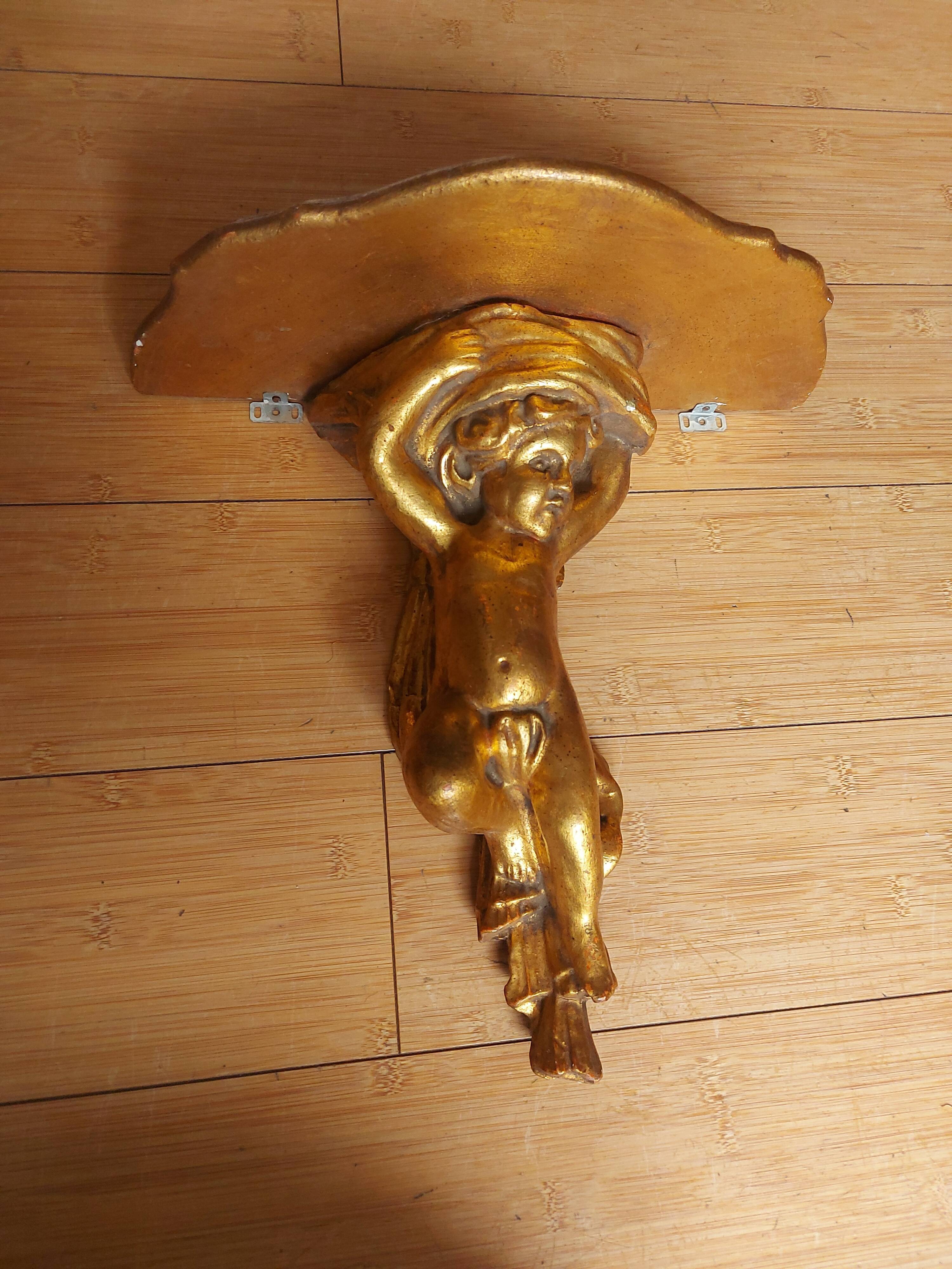 Shelf , Wall console gilded cherub