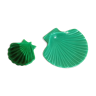 2 coquilles saint jacques en céramique verte