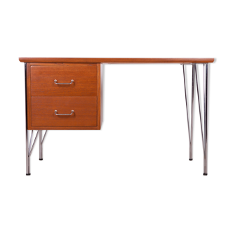 Bureau danois de teck et de chrome du milieu du siècle, années 1960