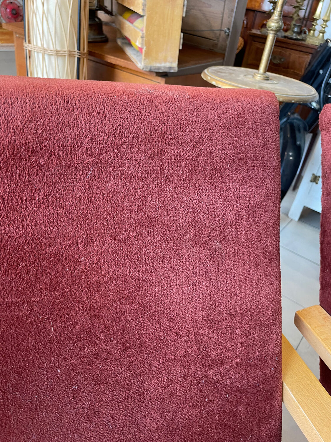 Burgundy Scandinavian armchairs