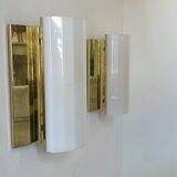 Pair of brass and perspex wall lights, Fagerhult Sweden 1970