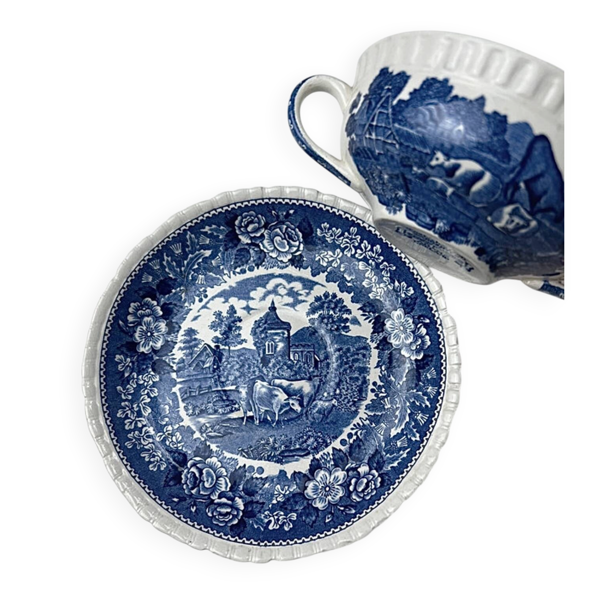 Adams English Scenic dish and bowl with handles