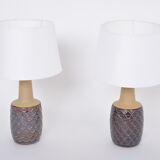 Paire de lampes de table en grès faites à la main, modèle 3001, par Einar Johansen pour Soholm
