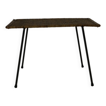 Table basse, d'appoint en rotin, Italie milieu du siècle