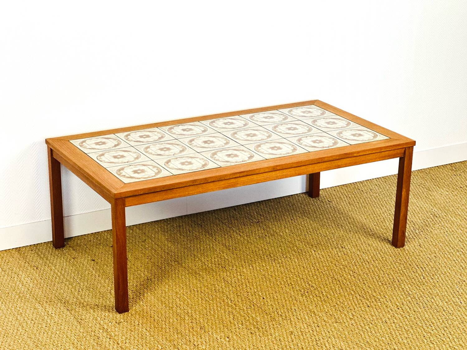 Scandinavian teak and ceramic coffee table, 1960s
