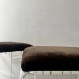 2 bar stools in plexiglass, chrome and leopard velvet, 1970s design