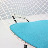 Diamond chair by Harry Bertoia in white & black metal and new blue seating