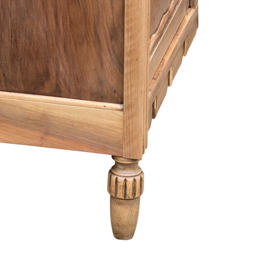 Parisian glass-fronted Art Deco wardrobe in solid raw walnut.