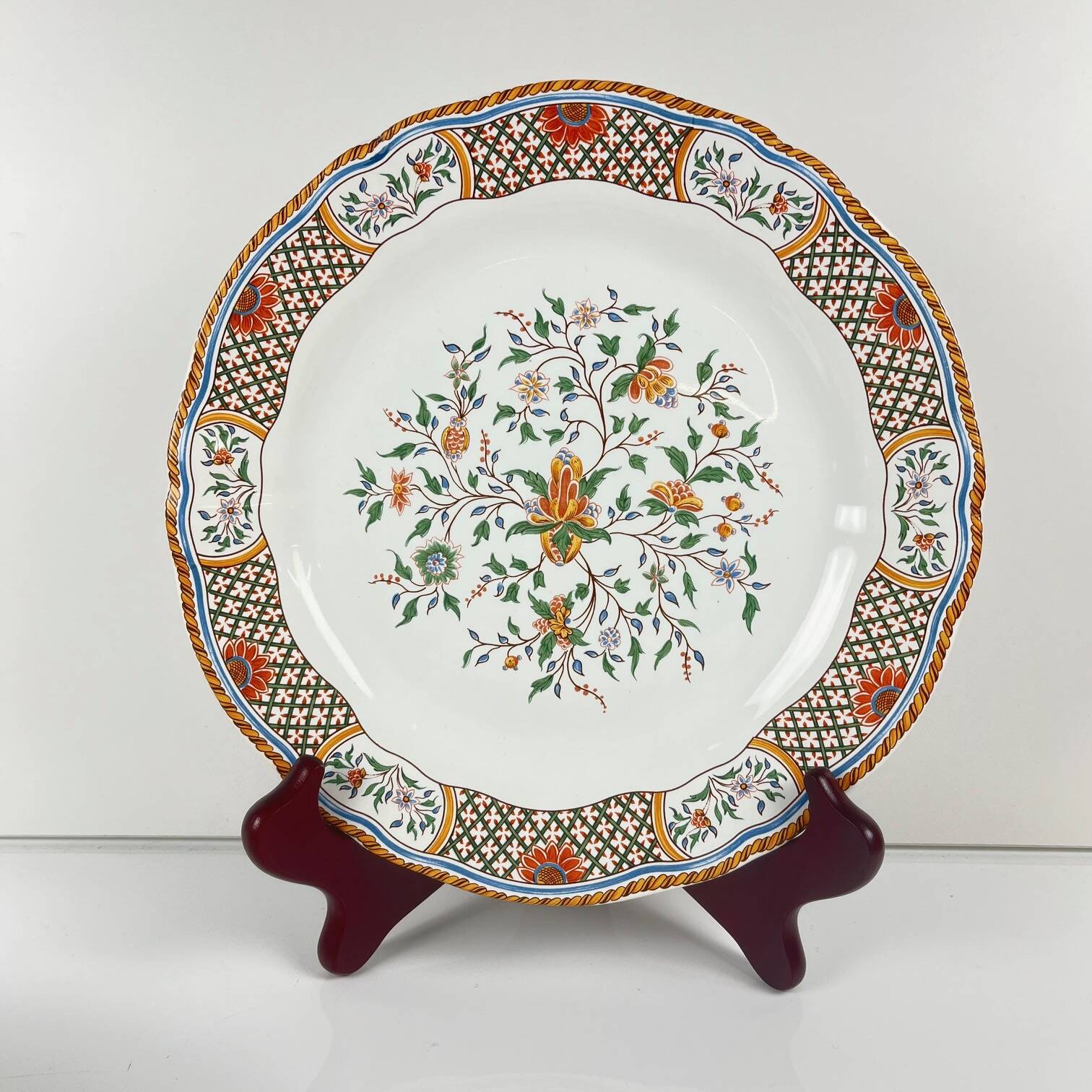 Set of 6 dessert plates Gien model Rouen Sainfoin, 1990
