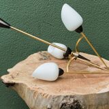 60s chandelier, brass and opaline