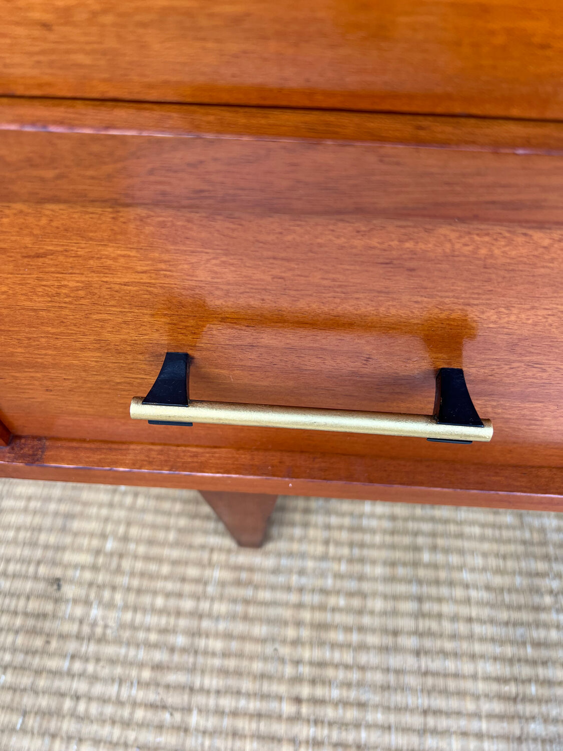 Vintage lacquered wooden chest of drawers