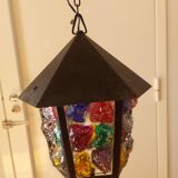 Pendant light, stained glass vestibule lantern