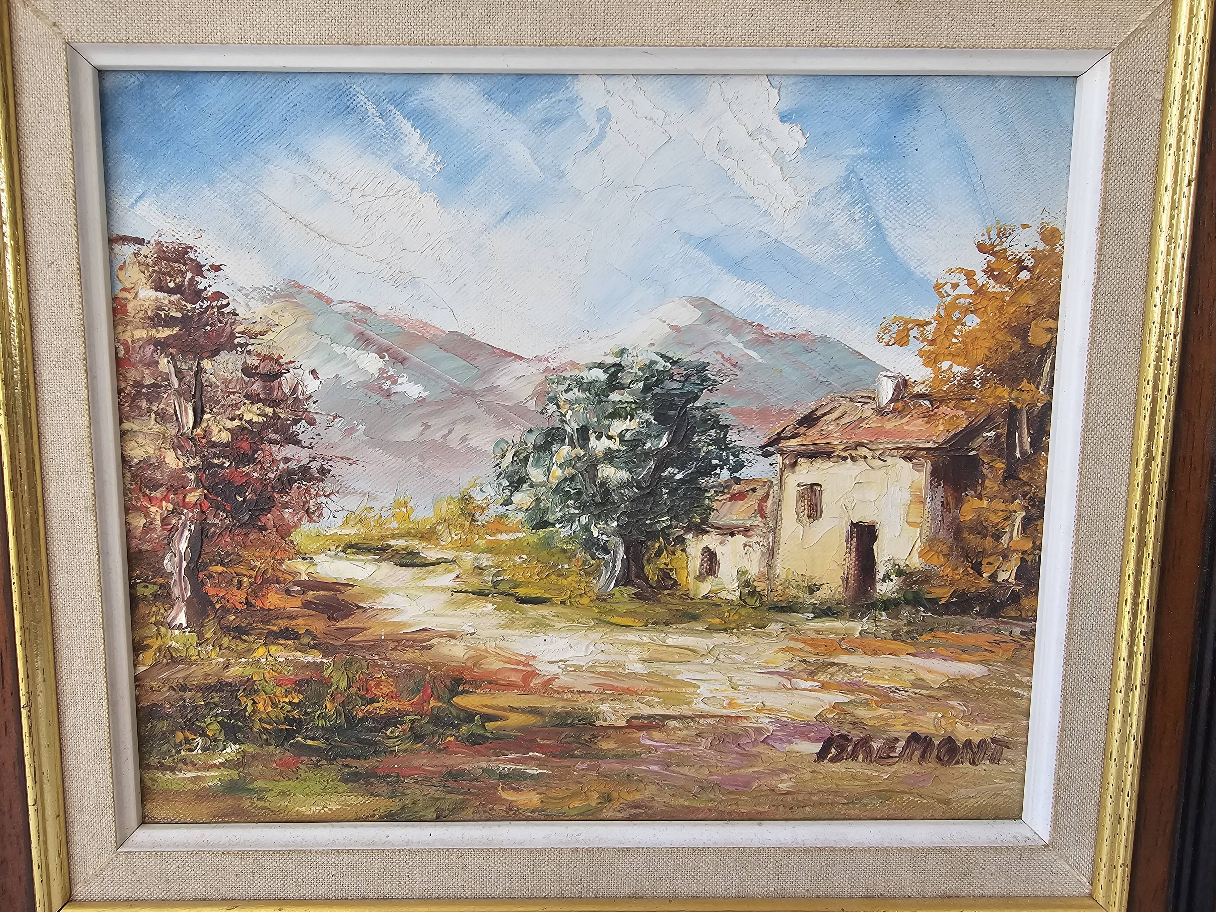 Oil Painting on Canvas Alpine Provence Landscape Signed Bremont