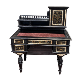 Flat-tiered desk encrusted with Napoleon III-era mother-of-pearl