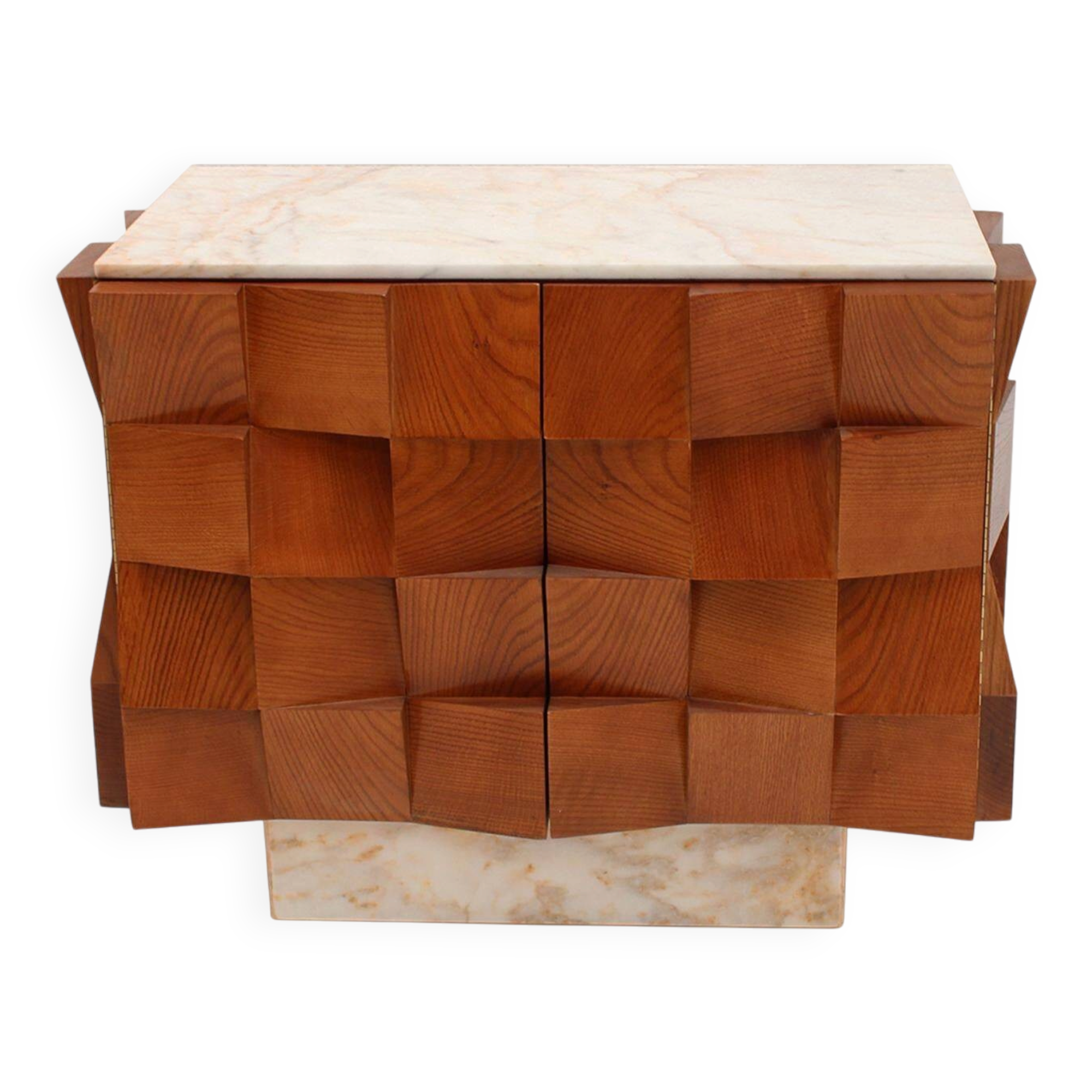 Brutalist Style Sideboard Made of Wood and Siena Marble, Italy
