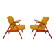 Pair of armchairs natural wool doré 1960 