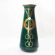 Antique secession vase in ceramic green glaze with copper & turquoise-1900s