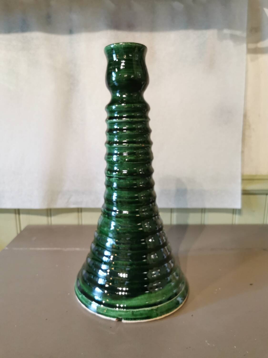 Large green ceramic candle holder Morocco