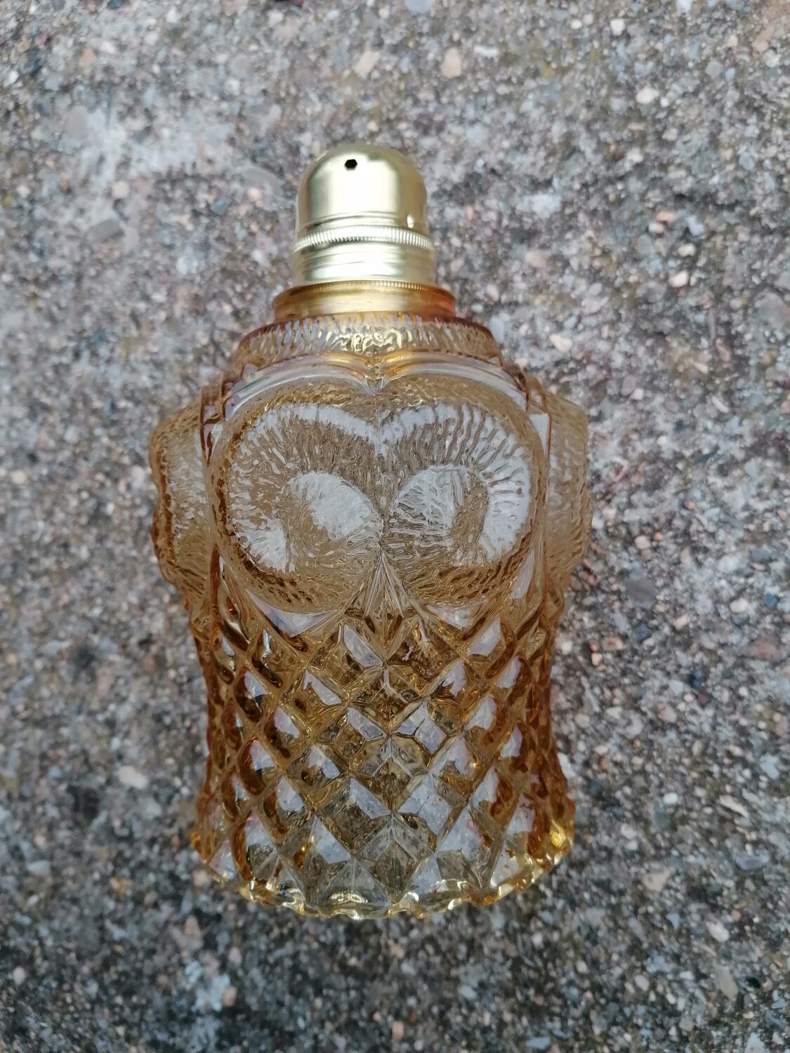 Vintage molded globe pendant lamp in yellow glass