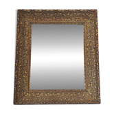 Wooden mirror, edge with embossed flowers 48 x 41 cm