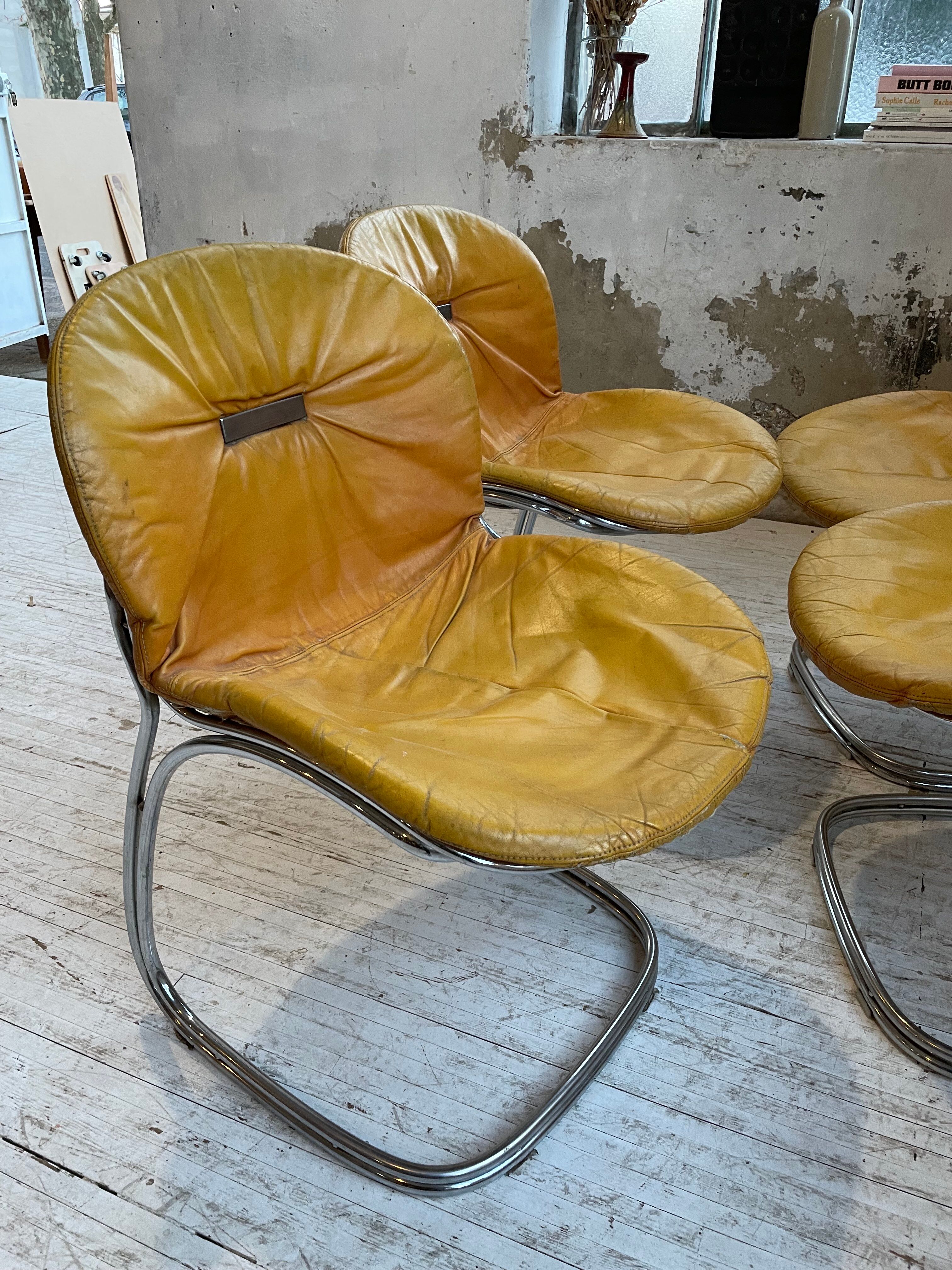 4 chairs Rinaldi "Sabrina" yellow leather