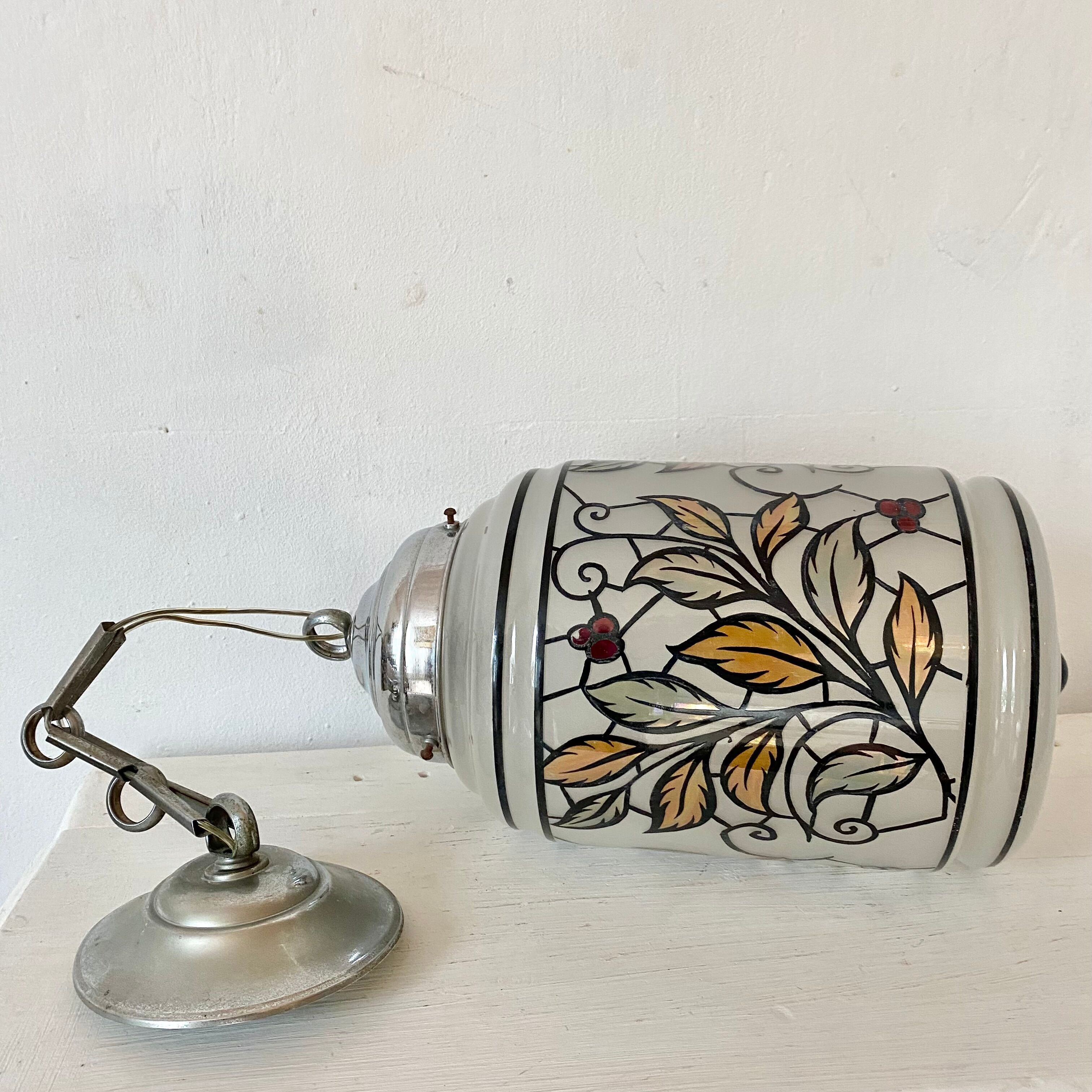 Vintage stained glass style pendant lamp