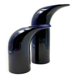 Ensemble de 2 vases en céramique bleus de l'ère spatiale, Italie vers 1970
