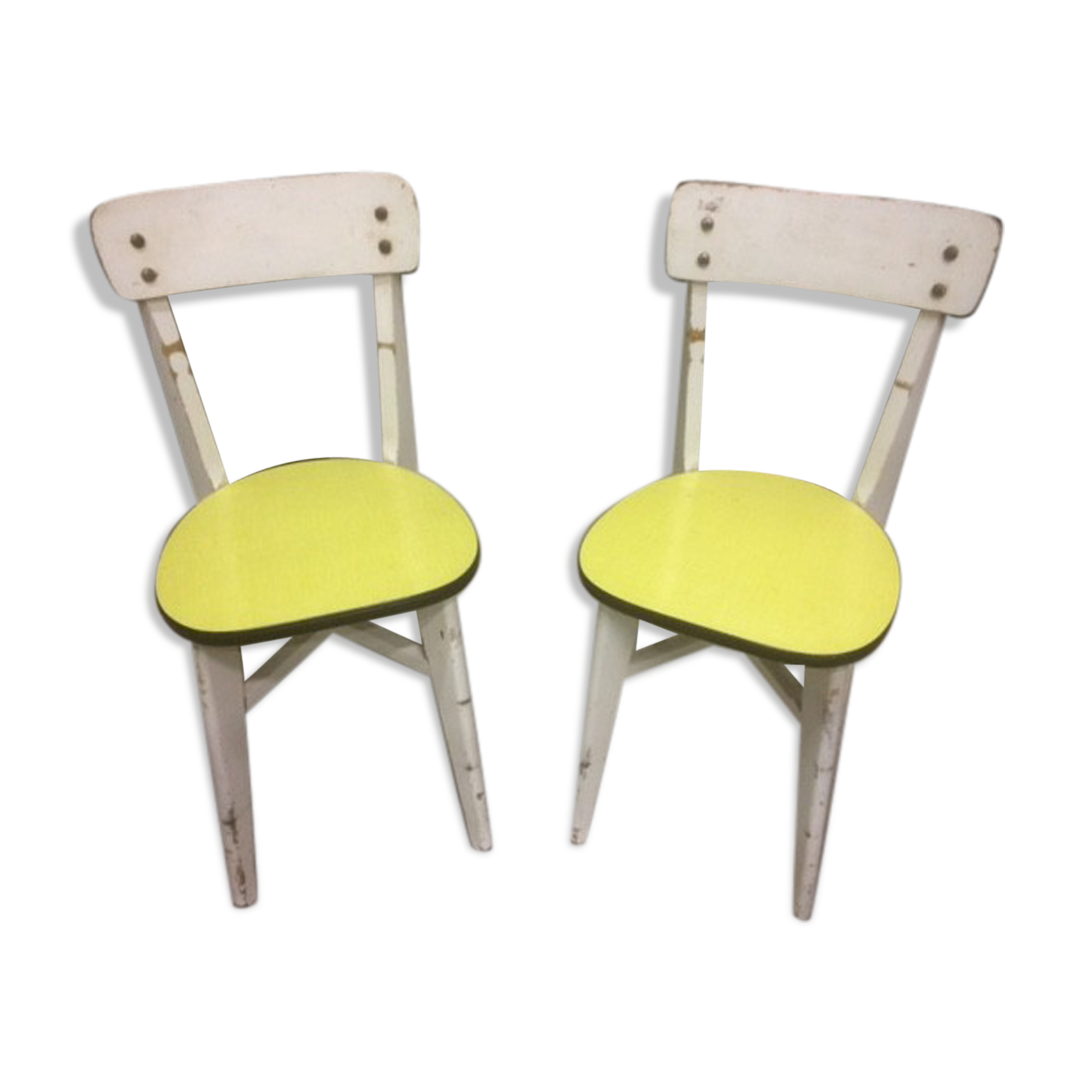 2 sun yellow formica chairs