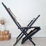 Old deckchair - wooden and cane lounge chair