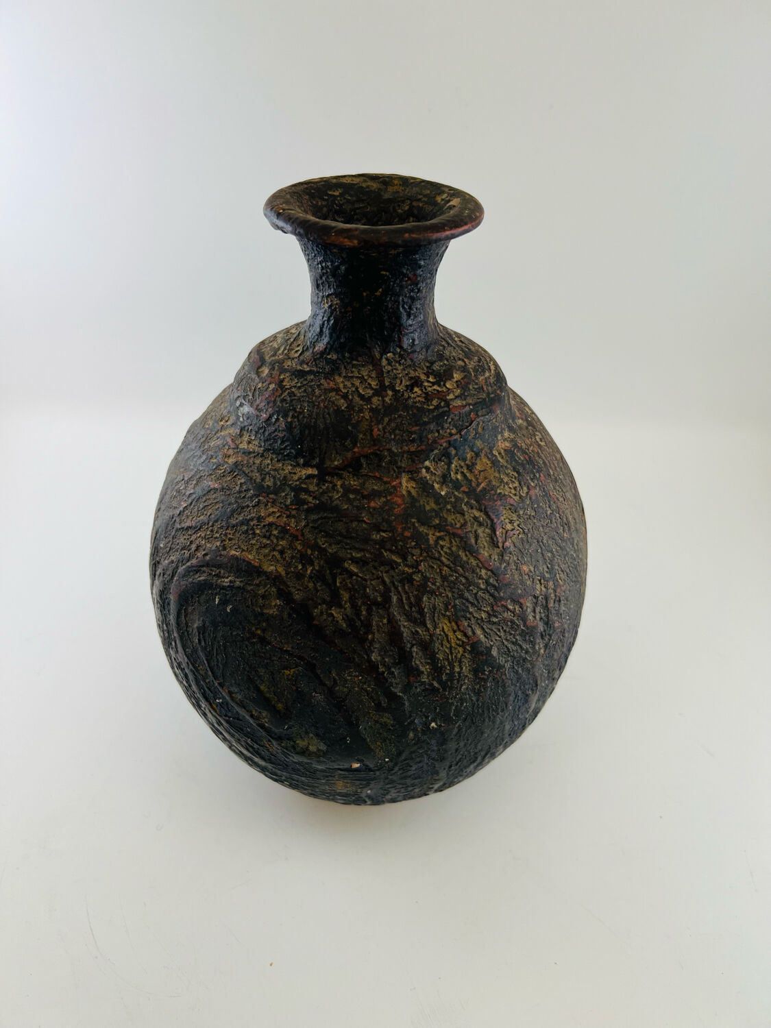 Iridescent black ball vase