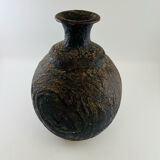 Iridescent black ball vase