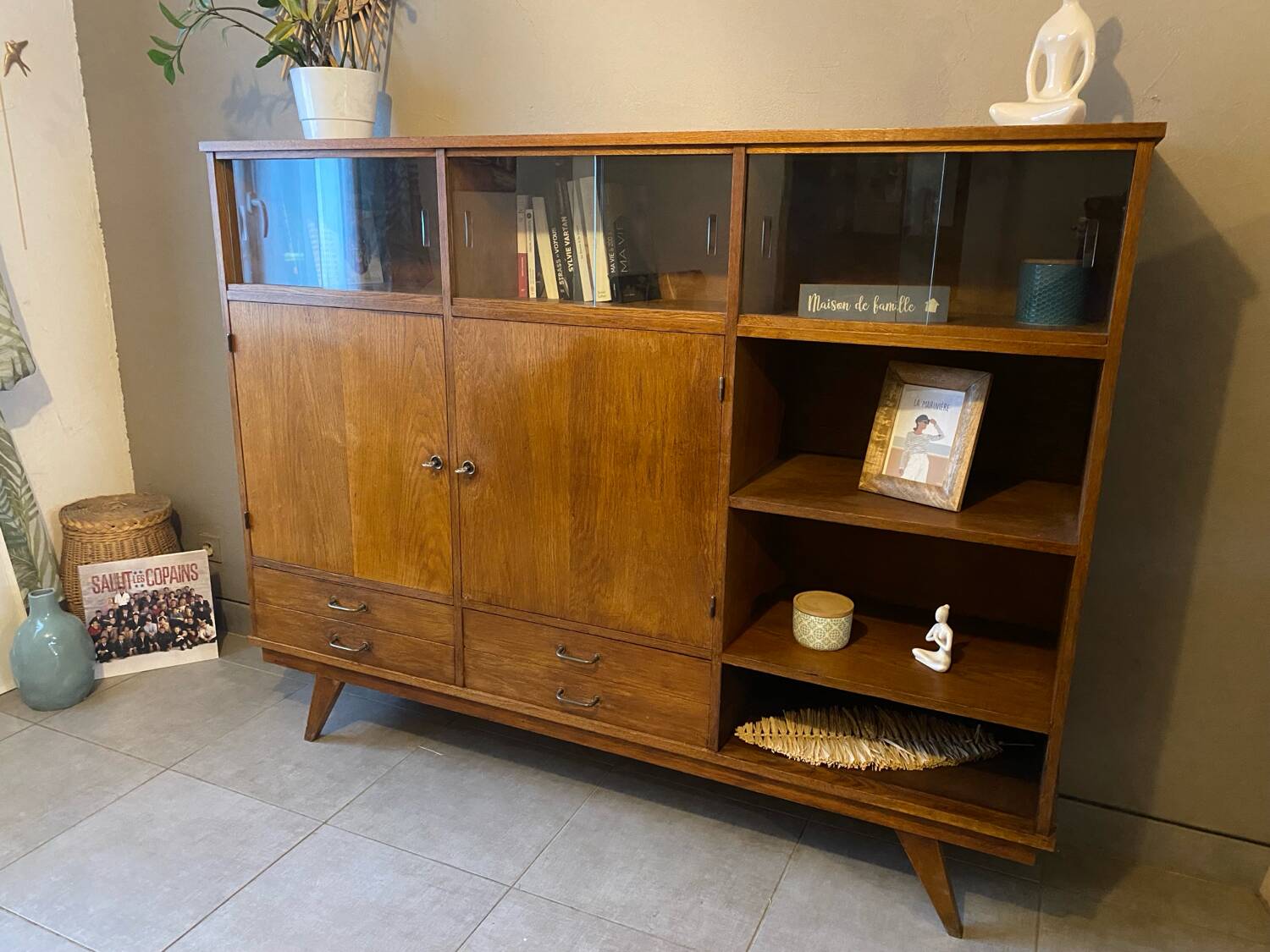 High oak sideboard, 1960s