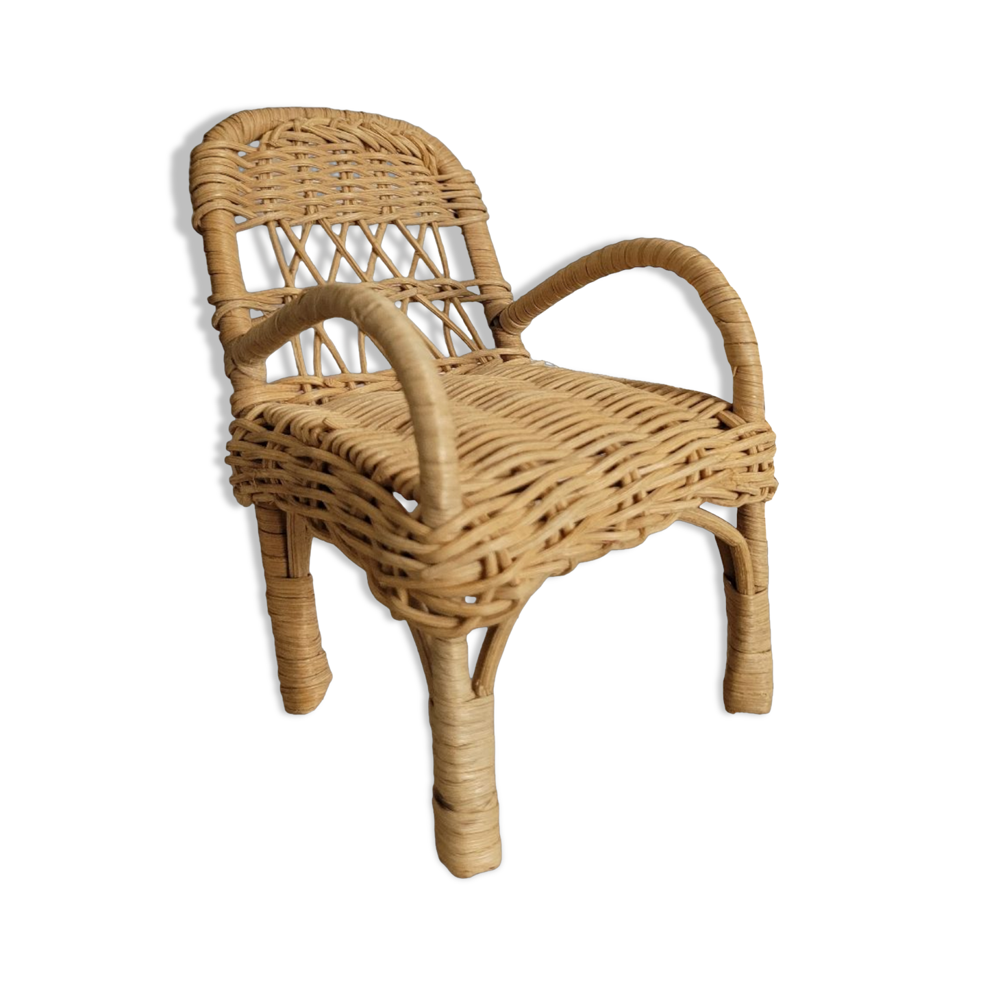 Rattan armchair for dollhouse