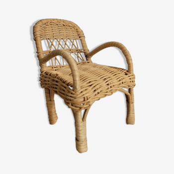 Fauteuil rotin pour maison de poupée