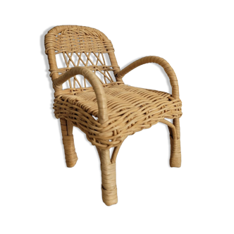 Fauteuil rotin pour maison de poupée