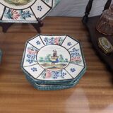 Henriot Quimper RM Octagonal Dessert Service Breton Couple Art Deco Style