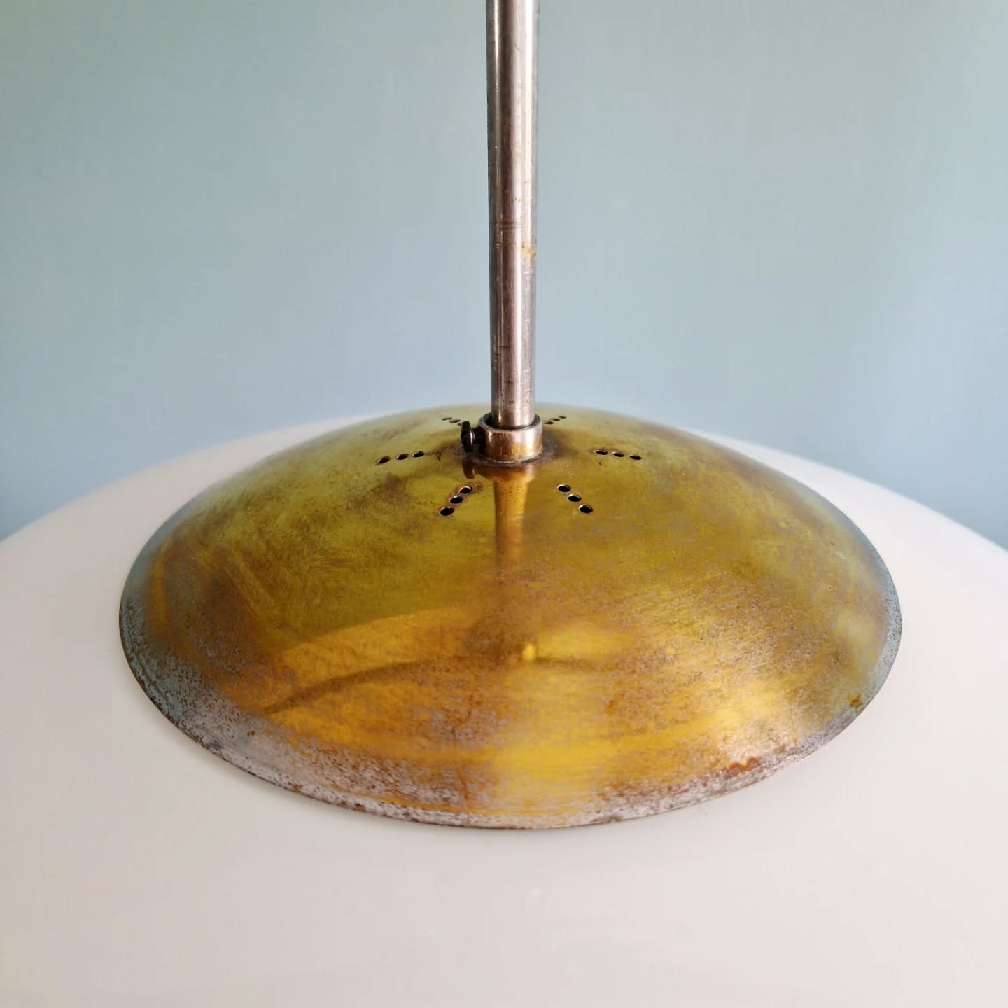 Bauhaus XXL suspension in white opaline, 1930s