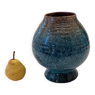 Accolay, Vase Toupie en Céramique Turquoise, 1960.