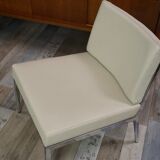 Pair of chrome and leather armchairs