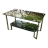Chrome coffee table and smoked glasses