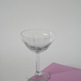 Set of 4 large champagne glasses in engraved crystal, 1930