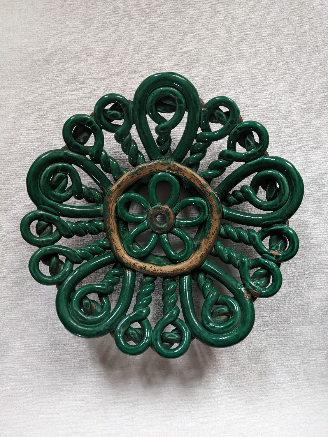 Vintage twisted artisan ceramic fruit bowl